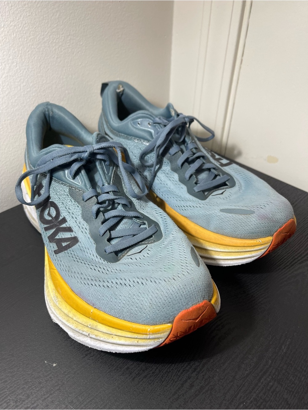 Hoka One One Bondi 7 Goblin Blue Mountain Spring 1110518 Men Size 10 2E Wide